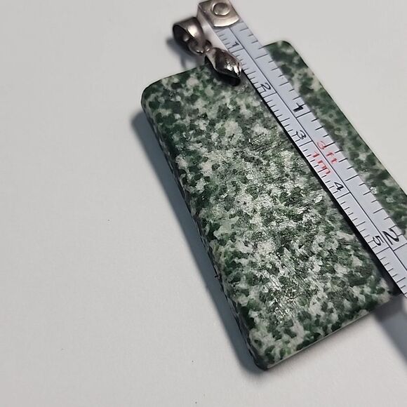 Diopside Green and White Semi Precious Stone Pendant - Picture 2 of 3